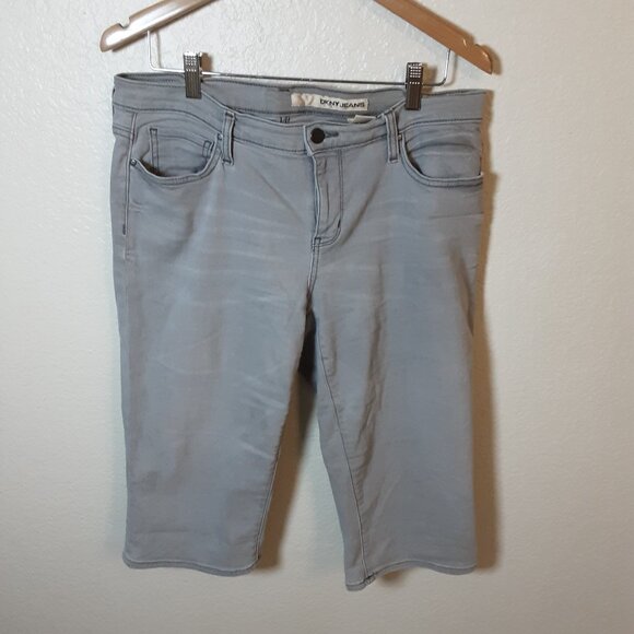 DKNY Bermuda Grey Capri Jean Shorts - Picture 3 of 4